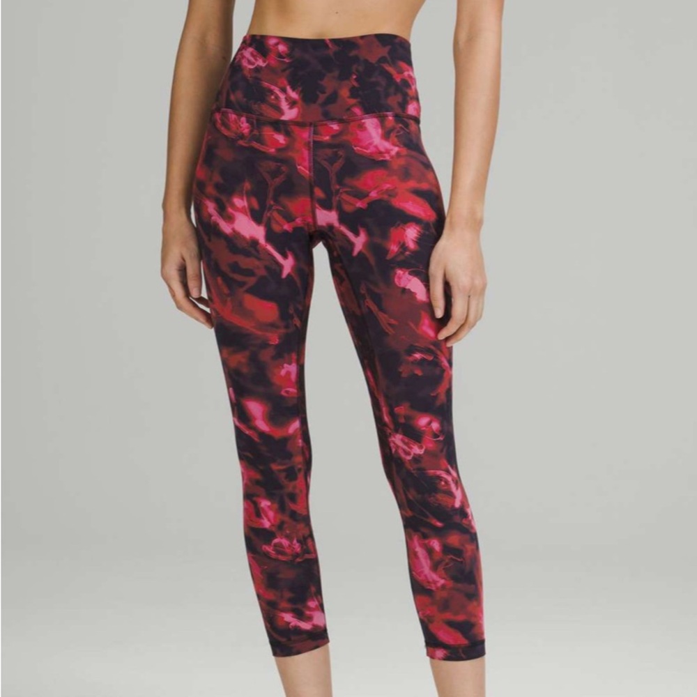 💖Lululemon Align High-Rise Crop Pink and Black Marbled Leggings